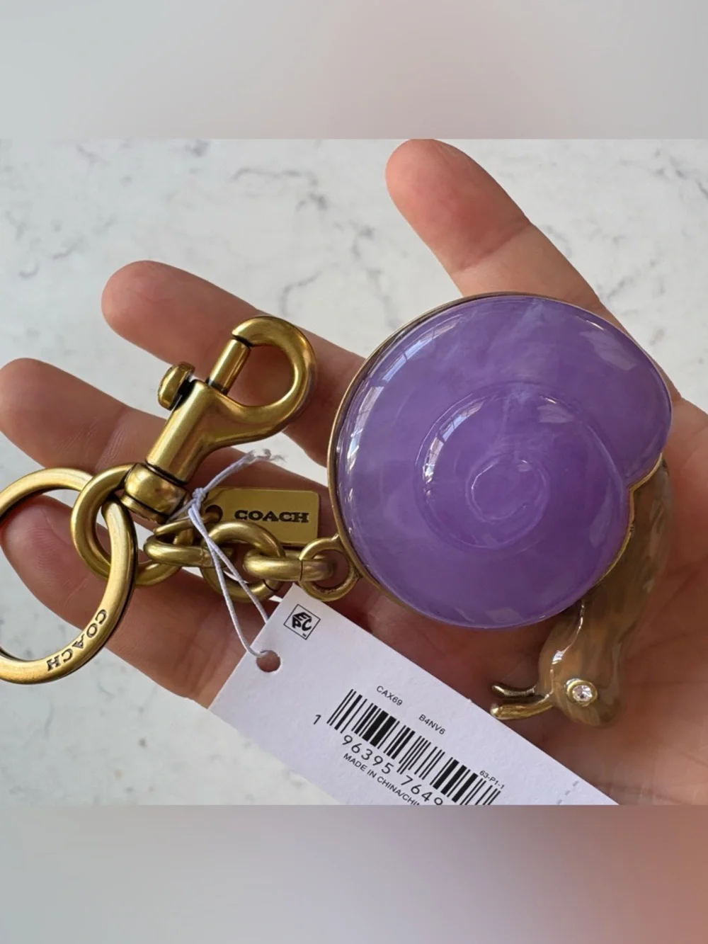 COACH Purple Multi Snail Charm Key & Card Holder Accent